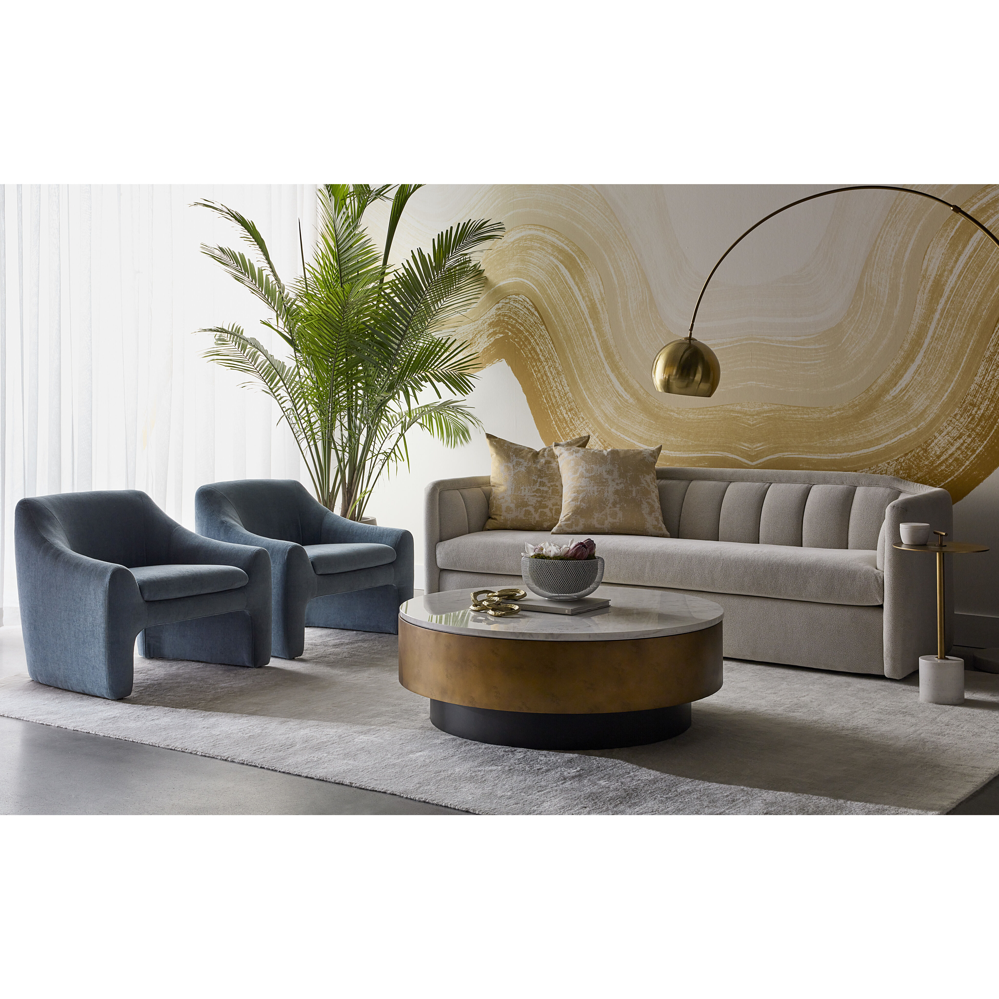 Sia 23.5 X 13 inch Brass / White End Table